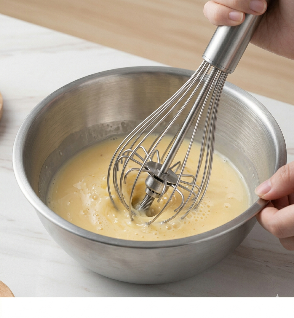Alissak ouet Semi-Automatique Rotatif PARENCE (30 cm) | Batteur Manuel en Inox pour Œufs, Crèmes et Sauces | Ustensile de Cuisine Professionnel