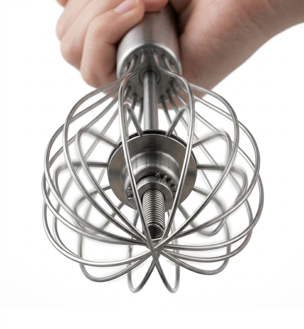 Alissak ouet Semi-Automatique Rotatif PARENCE (30 cm) | Batteur Manuel en Inox pour Œufs, Crèmes et Sauces | Ustensile de Cuisine Professionnel